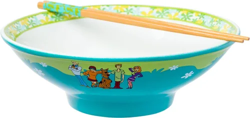 Vista 13 de Silver Buffalo Strawberry Shortcake - Tazón de cerámica vintage para ramen con palillos, apto para microondas, 20 onzas