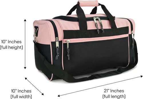 Vista 7 de DALIX - Bolsa deportiva para gimnasio y viajar de 19pulgadas, color negro, rojo, rosa, morado, azul marino, gris y azul, Rosado), DF-019-Pink