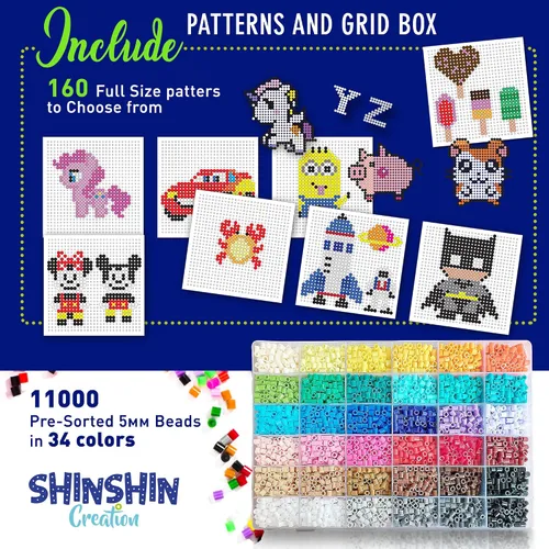 Vista 6 de Kit XL de cuentas de fusible, cuentas de fusión para manualidades infantiles Kit de planchado para niños - Cuentas de fusible, compatibles