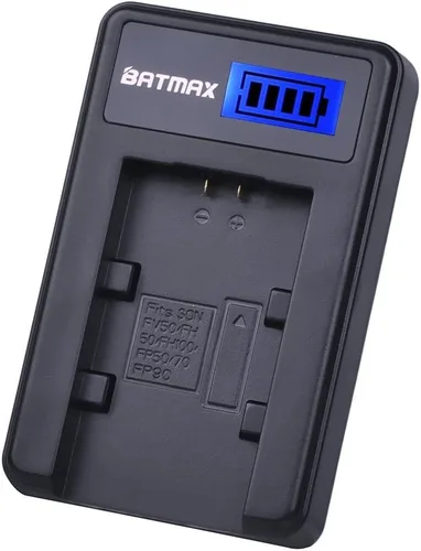 Vista 5 de Batmax Paquete de 2 baterías NP-FH50 + cargador USB LCD para baterías Sony NP-FH30, NP-FH40, NP-FH50 Serie H; Sony Alpha DSLR A230, DSLR A290, DSLR