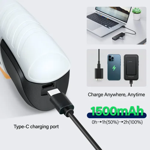Vista 4 de Destornillador eléctrico Goldsea 4.2V inalámbrico 3.5N.m 1500mAh Carga tipo C 10 piezas de puntas de destornillador vástago hexagonal de 1/4" mango
