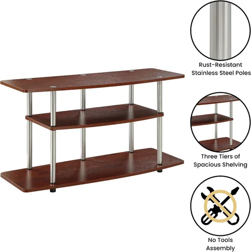 Vista 5 de Soporte de TV amplio, de 3 niveles. Producto Designs2Go de Convenience Concepts, Madera, Cereza