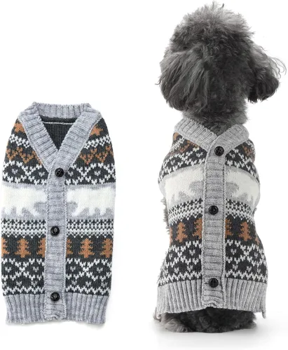 Vista 15 de Suéter de Navidad para perro, lindo suéter de punto para perro de la paz y gato, traje de Navidad feo para vacaciones, disfraz suave para otoño e