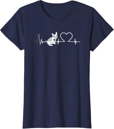 Vista 39 de Heartbeat Bulldog francés Camiseta de propietario de perros Frenchie, Negro