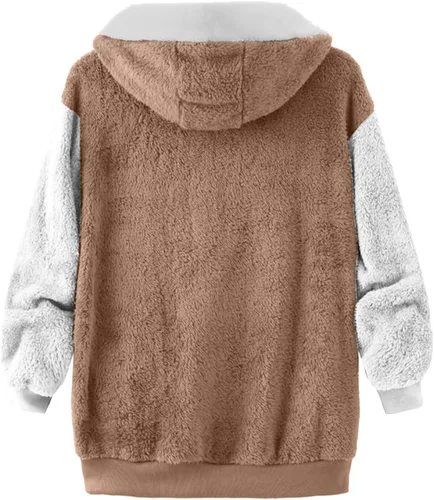 Vista 4 de Cbcbtwo Fuzzy Fleece Jacket for Women Plus Size Warm Winter Coats Fluffy Sherpa Hoodie Zip up Casual Cardigan Outerwear