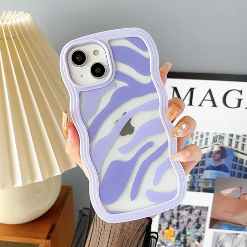 Vista 14 de DEFBSC Compatible con iPhone 11, bonita funda protectora con forma de marco de onda rizada, diseño artístico de parachoques para teléfono
