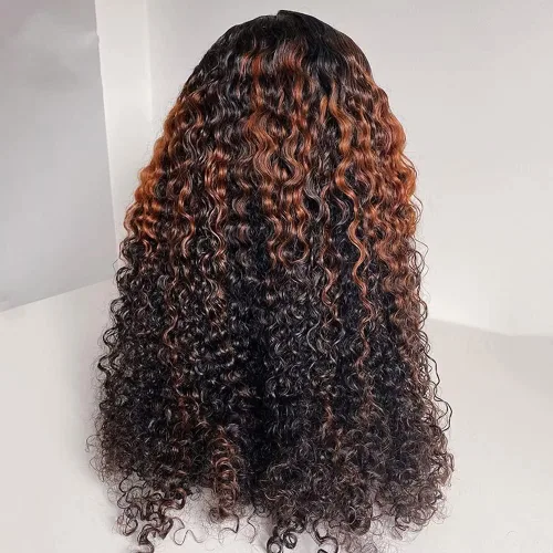 Vista 3 de Pelucas de cabello humano con encaje frontal transparente HD de 13 x 4, color 1B30, línea de cabello natural prearrancada, nudos blanqueados