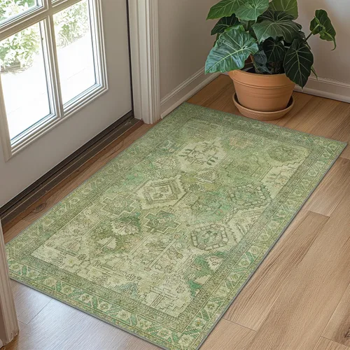 Vista 71 de Bavni Tapetes de 2 x 3 pies, lavable a máquina, clásico, con estampado gastado, ultradelgado, felpilla, decorativo, pelo corto, ligero