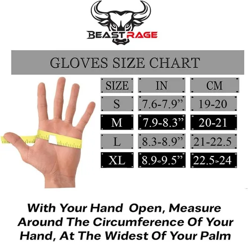 Vista 5 de BEAST RAGE Guantes de entrenamiento para hombres y mujeres, guantes de gimnasio sin dedos con protección de la palma, transpirables y ligeros