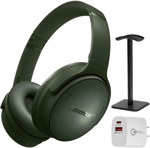 Vista 15 de Bose QuietComfort - Auriculares Bluetooth inalámbricos con cancelación activa de ruido sobre la oreja y micrófono, + cargador de pared verde Extreme