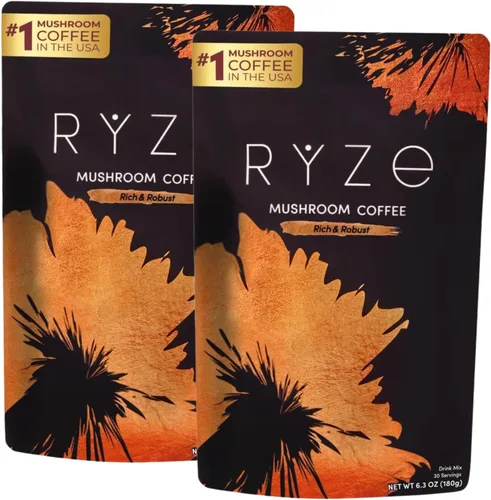Vista 11 de RYZE SUPERFOODS - Café de tostado medio de hongos orgánico USDA con 6 hongos adaptogénicos, café instantáneo cultivado en Estados Unidos para una