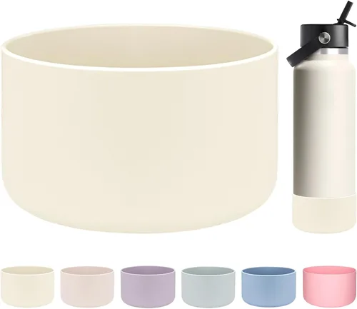 Vista 23 de HEYSKAY Bota protectora de silicona para botella de agua Hydro Flask, botella de agua de boca ancha, protector inferior de silicona antideslizante