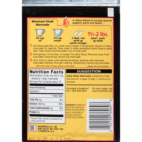 Vista 2 de McCormick Grill Mates Montreal Steak Marinade (0.71 onzas (paquete de 10))