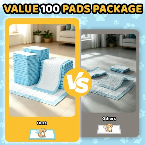 Vista 8 de 100 Count Dog Pee Pads 34" x 28", Super Absorbent Leak-Proof Training Pads