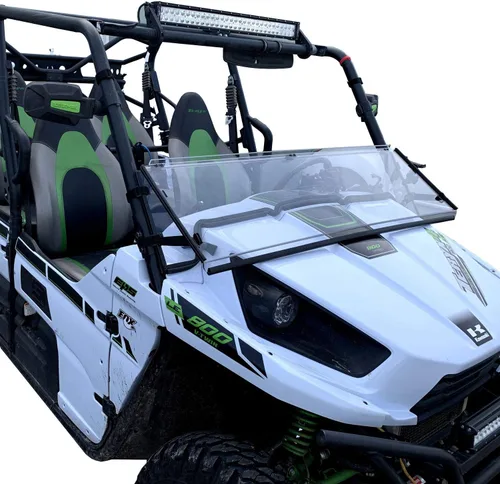 Vista 2 de Kawasaki Teryx 4 Parabrisas (2015) Plegable completo Resistente a los arañazos Extremadamente versátil Policabonato Lexan MR10 premium
