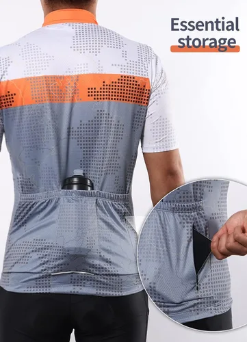 Vista 4 de BERGRISAR Camisetas de ciclismo para hombre, manga corta, ropa de ciclismo con bolsillos reflectantes