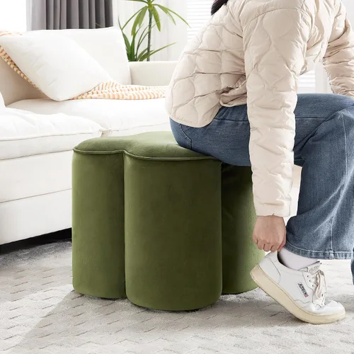 Vista 6 de Zesthouse – Otomana con forma de flor, reposapiés de terciopelo para sofá, taburete moderno para sala de estar, bonito taburete cuadrado