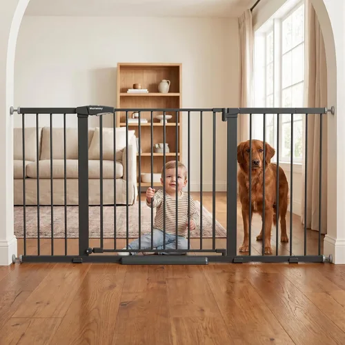 Vista 11 de Mumeasy Puerta de bebé extra ancha de 29.7-57 pulgadas para puertas, puerta de perro de cierre automático para interiores para escaleras, puerta