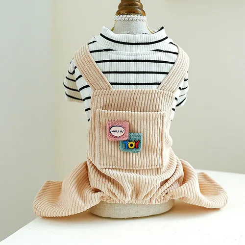 Vista 13 de Ropa de invierno para perro, camisas para mascotas, elegante mono de pana para perros pequeños, overol con pechera para cachorros, overol clásico