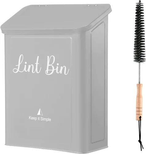 Vista 9 de SUBEKYU Contenedor Magnético de Metal para Pelusa para Cuarto de Lavandería, Soporte de Caja de Pelusa Montado en la Pared, Bote de Basura con Tapa