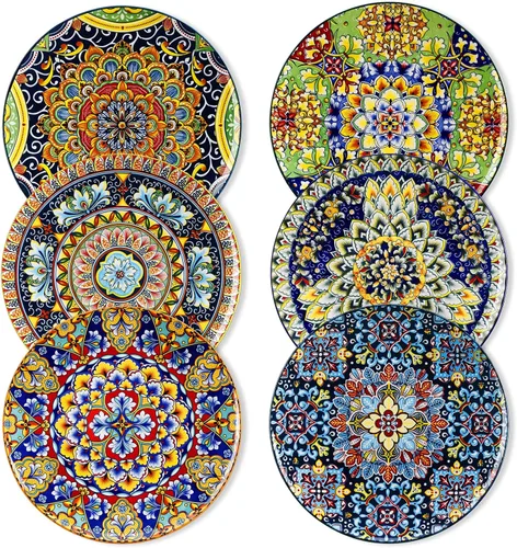 Vista 7 de vancasso Juego de 6 Platos de Ensalada de 8.5 Pulgadas de Cerámica para Postre, Juego de Platos Pequeños para Cena, Aptos para Microondas, Horno