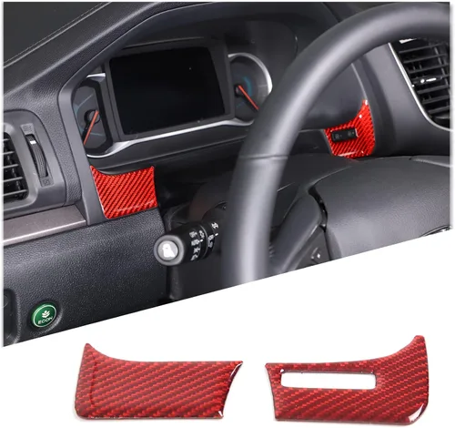 Vista 16 de Kit de calcomanías de fibra de carbono real 3D suave para consola de automóvil, salida de aire, marco de ventilación, decoración compatible con Negro
