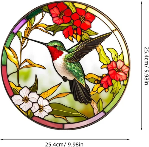 Vista 2 de VOSAREA Adhesivo para ventana de vitrales, diseños de colibríes y pájaros, calcomanías anticolisión, vinilo no adhesivo