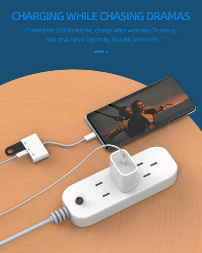Vista 3 de Para iPhone 15 Pro Max Plus USB-C a USB A Adaptador (3 en 1) Tipo C Convertidor de Carga OTG Dongle Compatible para Samsung para Apple para iPad Air
