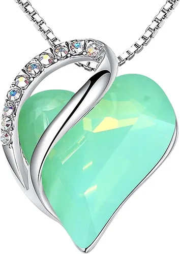 Vista 25 de Leafael - Collares para mujer, dije de corazón de amor infinito con cristales de piedra natal, cadena chapada en plata de 18 + 2 pulgadas, regalo