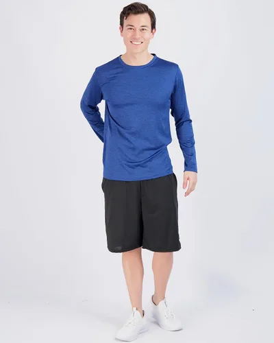 Vista 5 de Paquete de 4unidades camisetas Dry-Fit de manga larga para hombre que absorben la humedad, con protección solar ultravioleta, camiseta deportiva