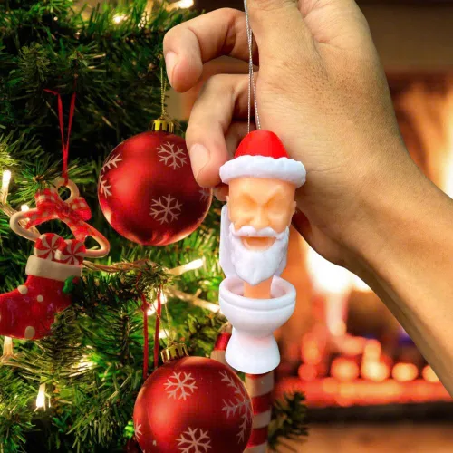 Vista 2 de Divertidos adornos de Navidad impresos en 3D: para ventilador de inodoro Skibidi, adorno colgante de Skibidi, decoración de árbol de Navidad 2025