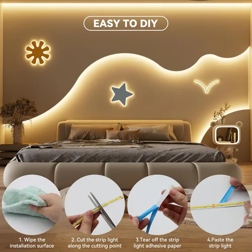 Vista 5 de MIWISE Tira de luz LED COB 20 pies/6.1m, CRI 90+ Luz blanca cálida 2700K Alta luminosidad súper brillante Flexible DC24V Tira de luz LED