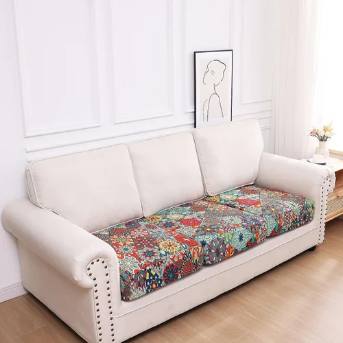 Vista 215 de hyha Fundas de cojín de sofá estampadas, fundas de sofá florales lavables para sofás con 2 cojines, fundas de cojín de patrón elástico para muebles
