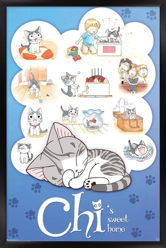 Vista 8 de Trends International Chi's Sweet Home - Póster de pared, 22.4 pulgadas de largo x 14.7 pulgadas, versión enmarcada en madera de granero