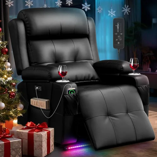 Vista 37 de Sofá reclinable de dos plazas para cine en casa, sofá reclinable de pared con USB, portavasos, sillón reclinable de tela de guijarros, sofá cama