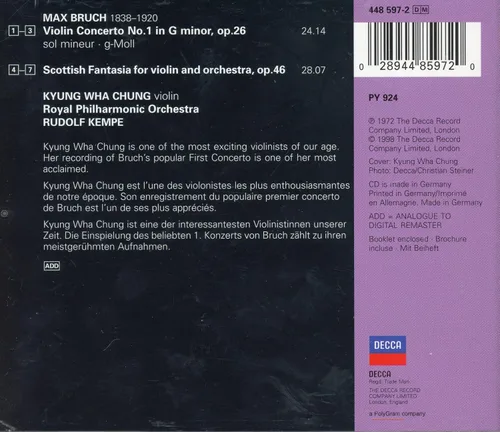 Vista 2 de Kyung Wha Chung Bruch - Violin Concerto Scottish Fantasia