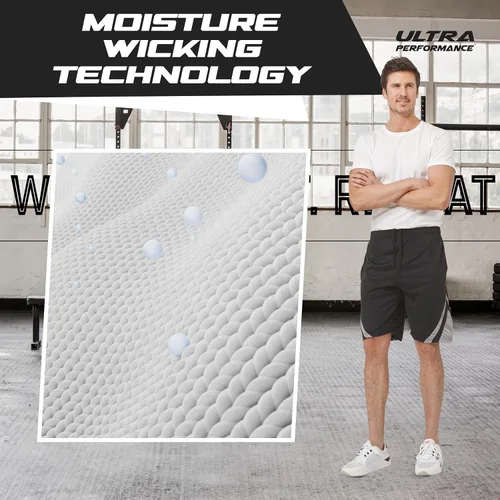 Vista 4 de Ultra Performance Paquete de 5 pantalones cortos para hombre, pantalones cortos atléticos de gimnasio, pantalones cortos de baloncesto para hombres