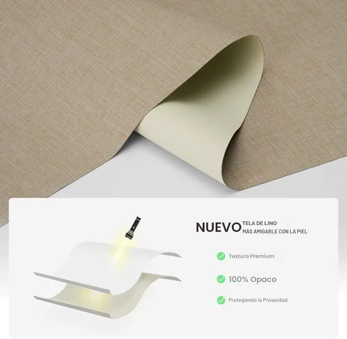 Vista 3 de Boolegon Persianas Enrollables Opacas para Ventanas, Sin Cordón, Tela de Lino, Persianas Enrollables, Tela con Aislamiento Térmico Protección UV