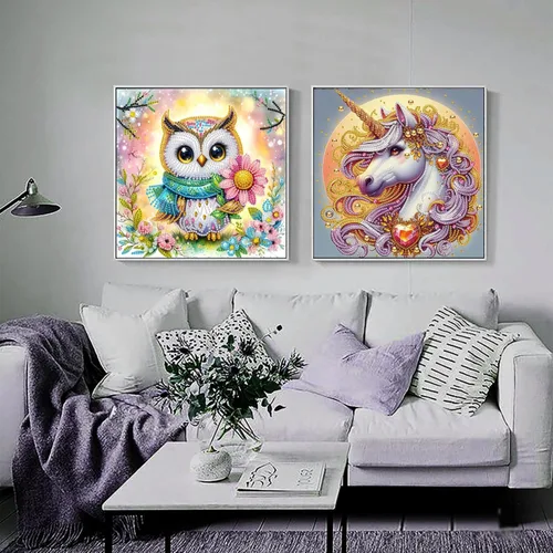 Vista 5 de Paquete de 4 kits de pintura de diamantes para adultos, kits de arte de diamantes de forma especial de unicornio para adultos principiantes