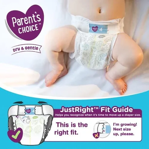 Vista 2 de Parent's Choice Pañales para bebé Dry and Gentle (talla 4, 31 unidades, color amarillo)