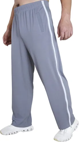 Vista 2 de Pantalones rasgados para hombre, pantalones con cremallera lateral, pantalones de pierna con cremallera, pantalones de recuperación después