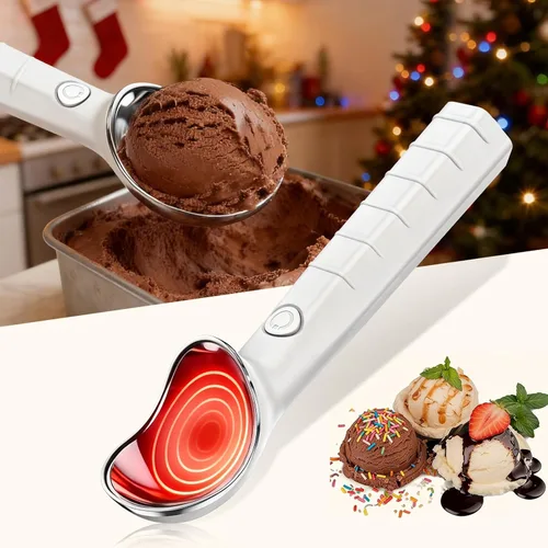 Vista 6 de Cuchara de helado calentada USB recargable eléctrica Cuchara de helado de 2000 mAh batería calienta a 158 °F para helado duro Ip67 impermeable