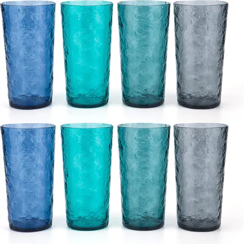 Vista 9 de KX-WARE Vasos de plástico de acrílico de 18 onzas, juego de 6 unidades, color azul