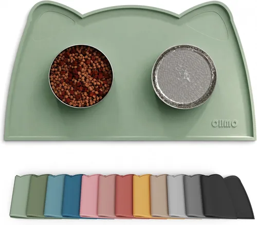 Vista 15 de OHMO - Tapete de silicona para comida para gatos, tapete de alimentación de mascotas para el piso, antideslizante e impermeable, bandeja para agua
