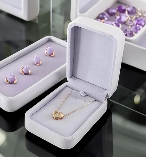 Vista 4 de Velvet Jewelry Storage Box, Pendant gift Box, Necklace Storage Display Case, Gift Boxes For Wedding Romantic Proposal Engagement Birthday