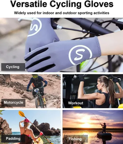 Vista 5 de Guantes de ciclismo acolchados de dedo completo, guantes de bicicleta de montaña, guantes de MTB transpirables para hombres y mujeres