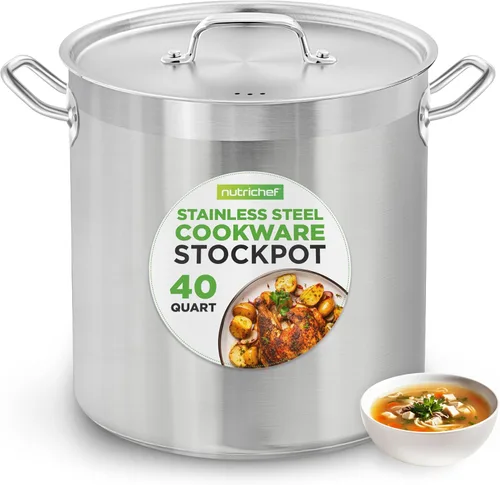 Vista 10 de NutriChef - Olla grande de acero inoxidable de 5 cuartos con tapa - 18/8 Grado alimenticio resistente, olla grande de acero inoxidable