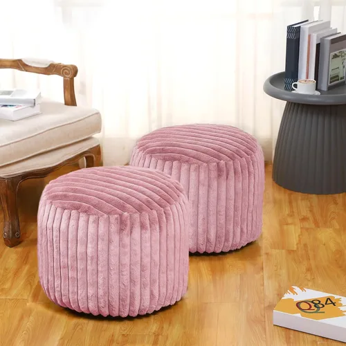 Vista 8 de Teenyyou 2 Piezas Funda de Puf Sin Relleno de 20 x 15 Pulgadas Reposapiés Otomán - Sin Relleno, Piel Sintética de Conejo Taburete Reposapiés Puf