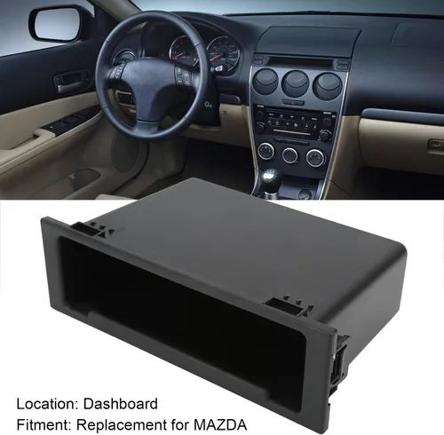 Vista 2 de Caja de almacenamiento de radio de audio estéreo para automóvil, organizador de tablero de instrumentos 1DIN, ABS negro, bolsillo de repuesto