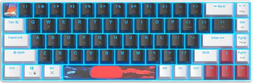 Vista 8 de Teclado 60% para juegos de 68 teclas, teclado mecánico retroiluminado LED, teclado compacto con cable con interruptor rojo para Windows PS45 Xbox
